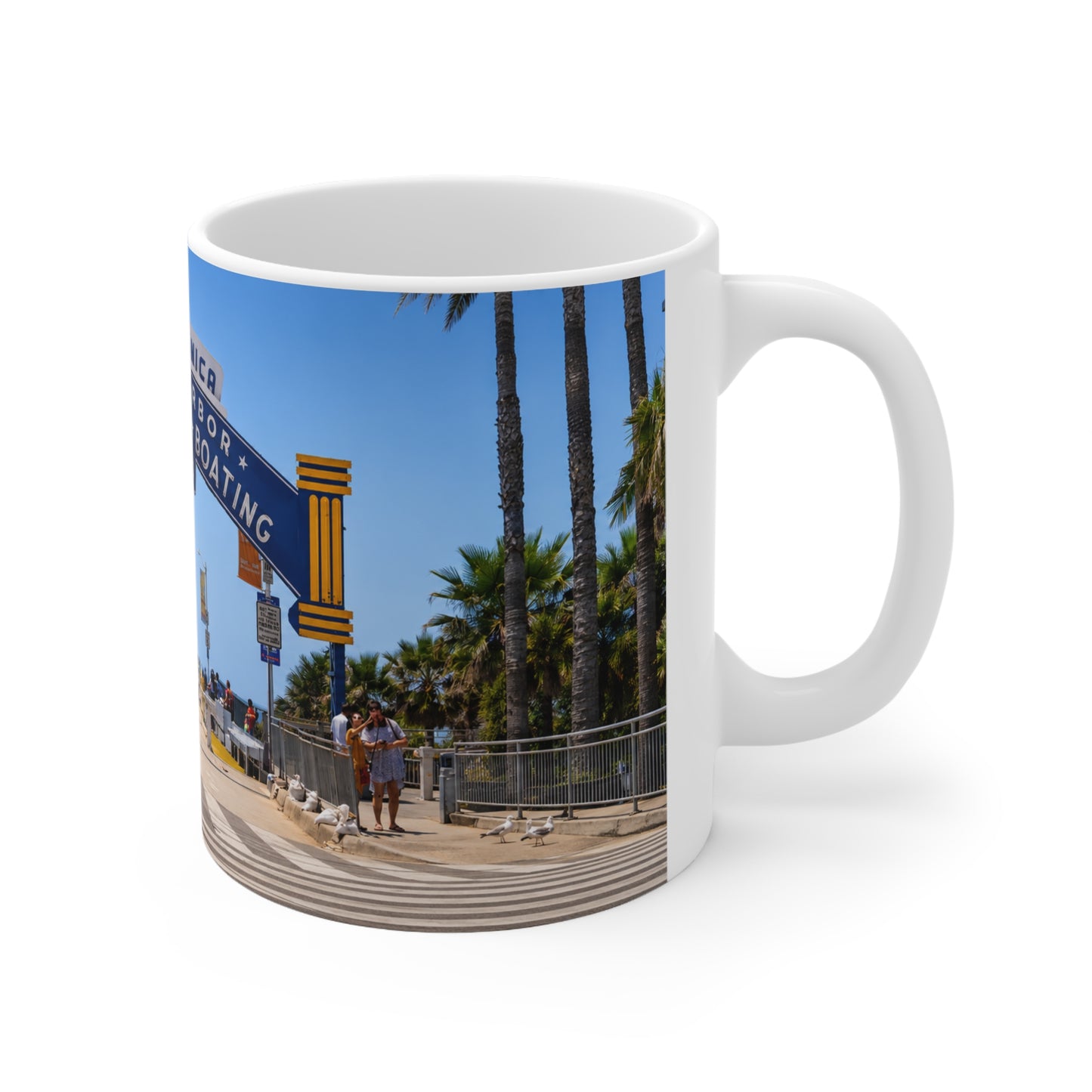 Santa Monica Pier Coffee Mug – 'Yacht Harbor Sport Fishing & Boating Cafes' 11oz/15oz Ceramic
