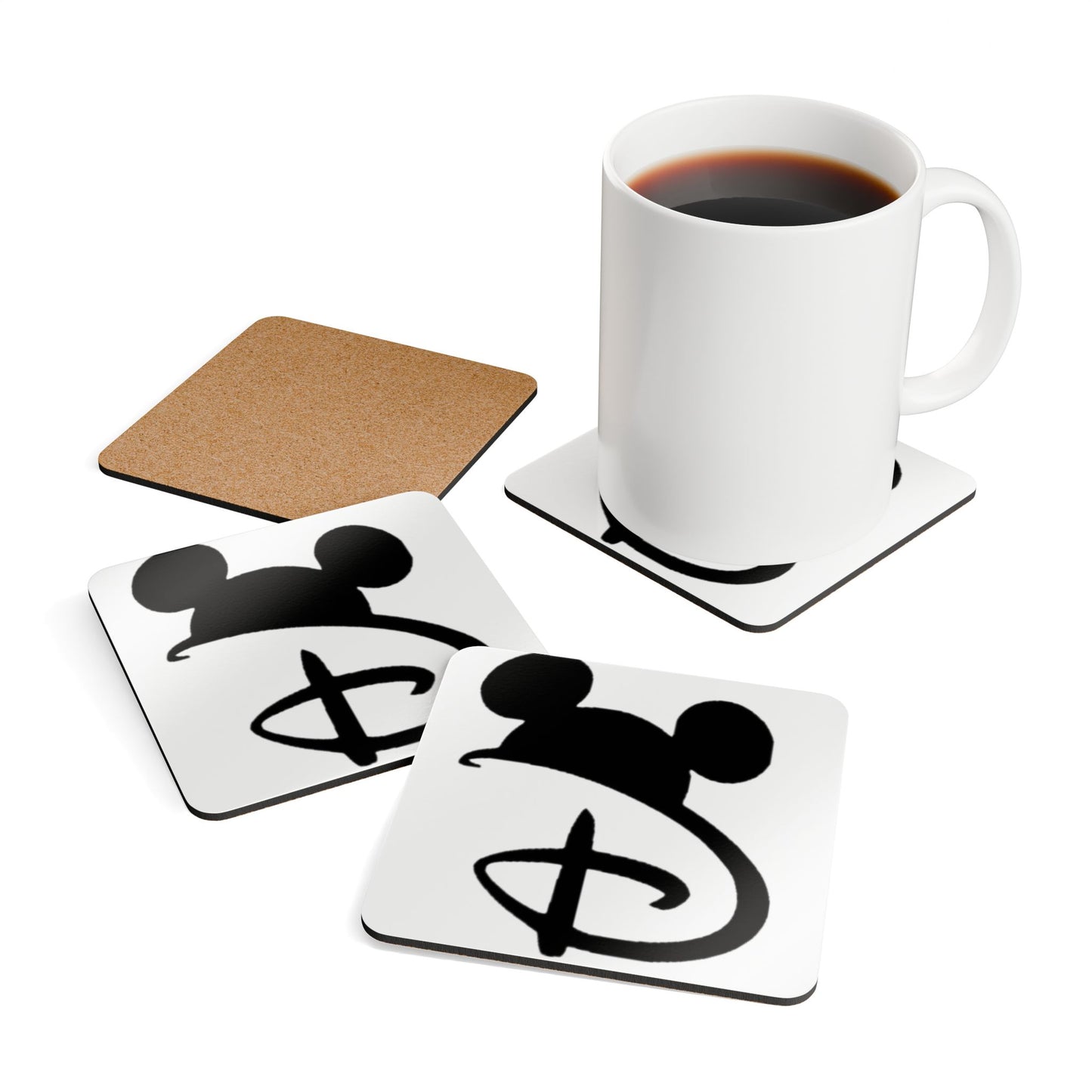 Mickey Silhouette Cork Coaster Set — Disney-Inspired Drink Coasters (4-Pack)