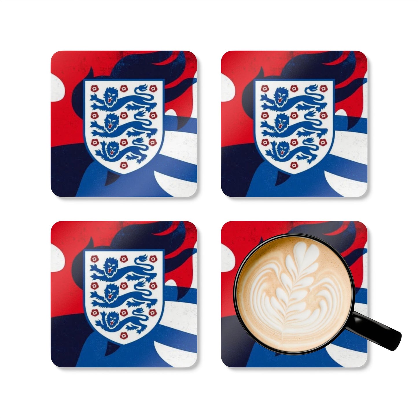 England Football Crest Cork Coaster Set – 3 Lions Drink Coasters