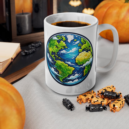 Earth Globe Ceramic Mug — Eco-Friendly World Map Coffee Cup (11oz & 15oz)