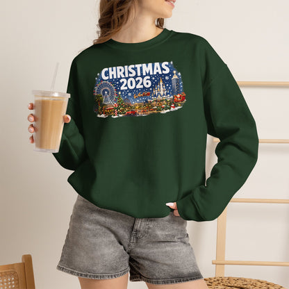 Christmas 2026 Holiday Sweatshirt – Festive Winter Cityscape Crewneck