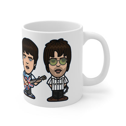 Oasis Cartoon Mug — Union Jack Guitar Character Ceramic Coffee Cup (11oz & 15oz)