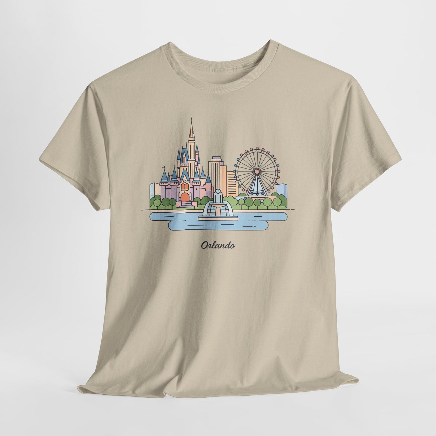Orlando Skyline T-Shirt — Cute Cityscape Graphic Tee with 'Orlando' Text