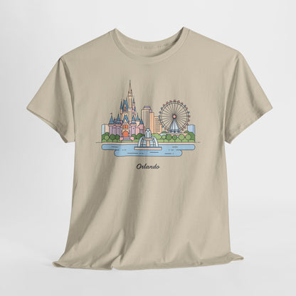 Orlando Skyline T-Shirt — Cute Cityscape Graphic Tee with 'Orlando' Text