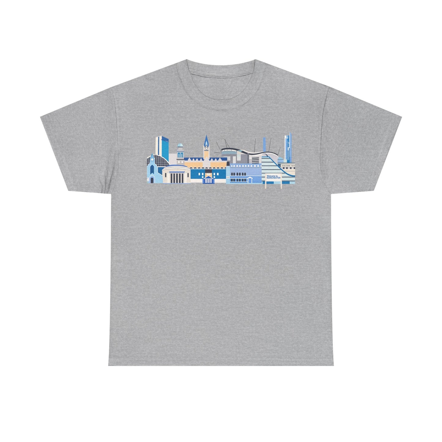 Manchester City Skyline Tee — Minimal Blue Urban Landscape T‑Shirt