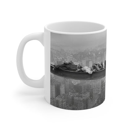 Vintage 'Lunch Atop a Skyscraper' Photo Coffee Mug — Retro NYC Skyline Ceramic Cup (11oz, 15oz)
