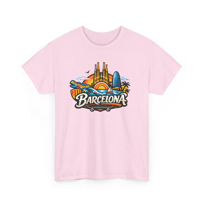 Barcelona Skyline Graphic Tee — Colorful Travel Souvenir T-Shirt