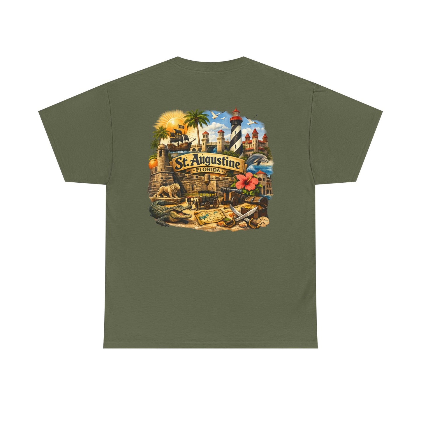 St. Augustine Florida Vintage Travel Tee — Retro Beach & Lighthouse Souvenir T-Shirt