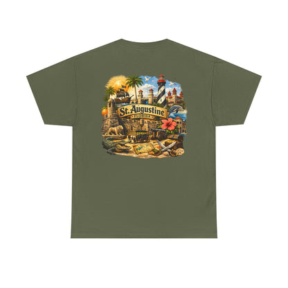 St. Augustine Florida Vintage Travel Tee — Retro Beach & Lighthouse Souvenir T-Shirt