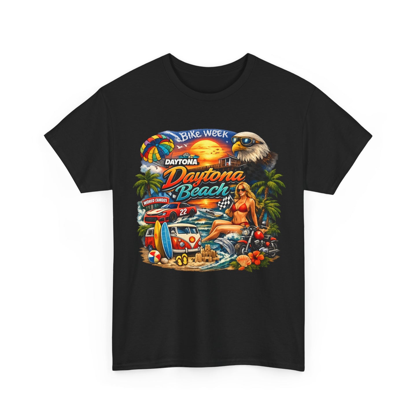 Daytona Beach Vintage Surf T-Shirt — Retro Sunset Palm Beach Tee