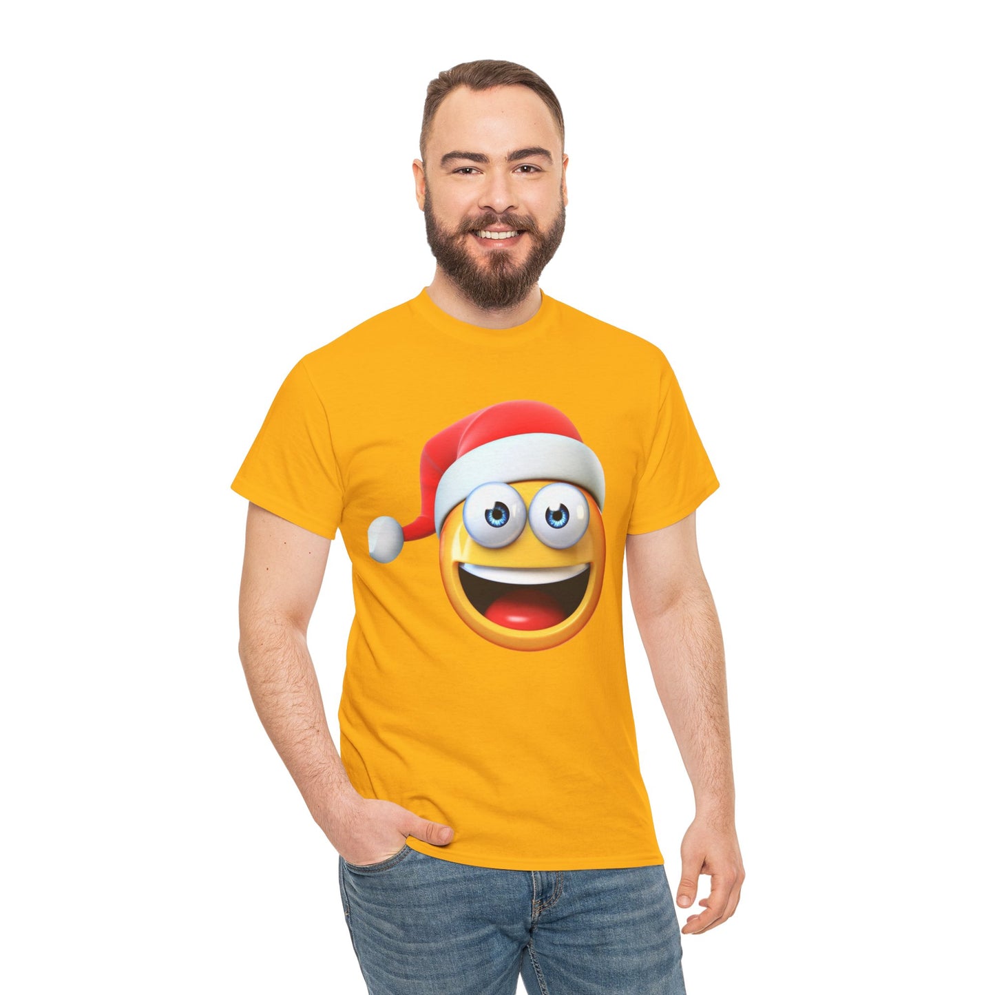 Christmas Emoji T-Shirt — Santa Hat Smiley Holiday Tee
