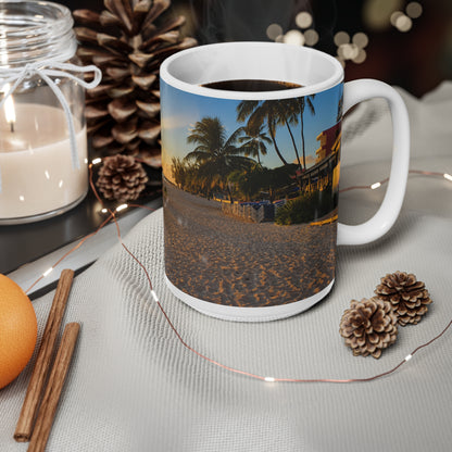 Barbados Beach Sunrise Coffee Mug — Tropical Palm Sunset Ceramic Mug (11oz & 15oz)