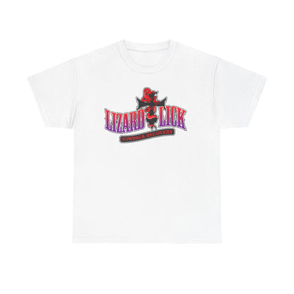 Lizard Lick T-Shirt — Retro Neon Logo Tee with Lizard & Cowboy Graphic