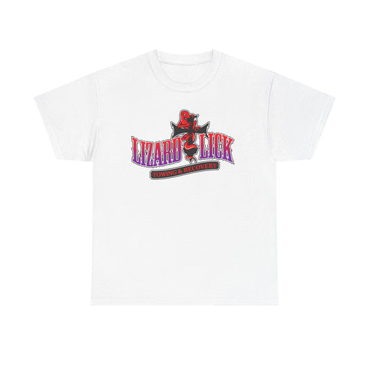 Lizard Lick T-Shirt — Retro Neon Logo Tee with Lizard & Cowboy Graphic