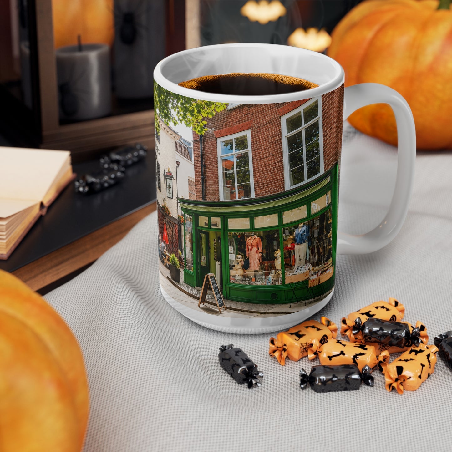 Richmond Ted Lasso English Pub Street Scene Mug — Ceramic Coffee Cup (11oz & 15oz)