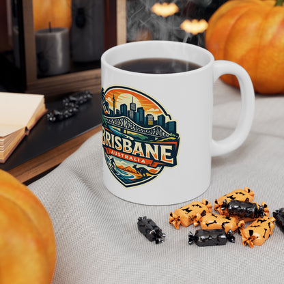Brisbane Skyline Ceramic Mug — Australia City Souvenir Coffee Cup (11oz & 15oz)