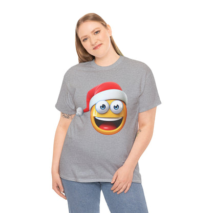 Christmas Emoji T-Shirt — Santa Hat Smiley Holiday Tee