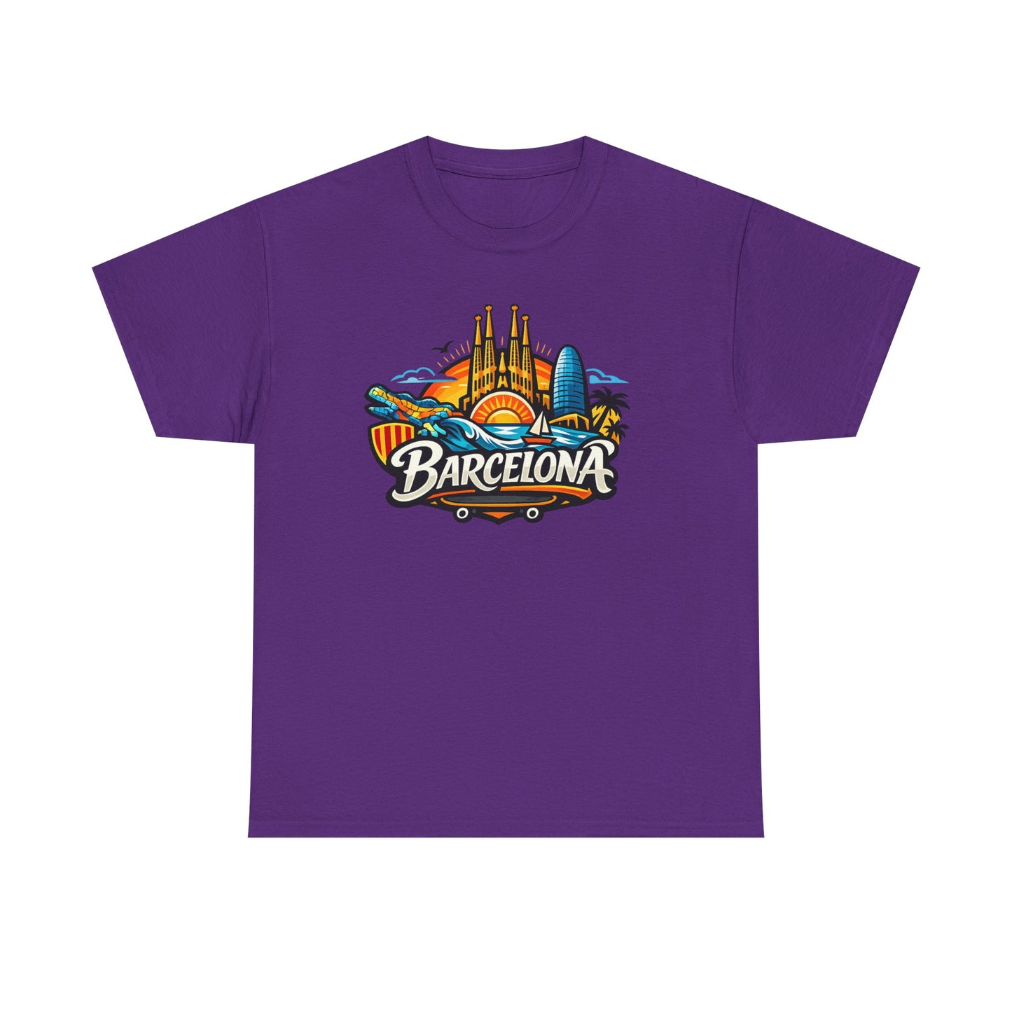 Barcelona Skyline Graphic Tee — Colorful Travel Souvenir T-Shirt