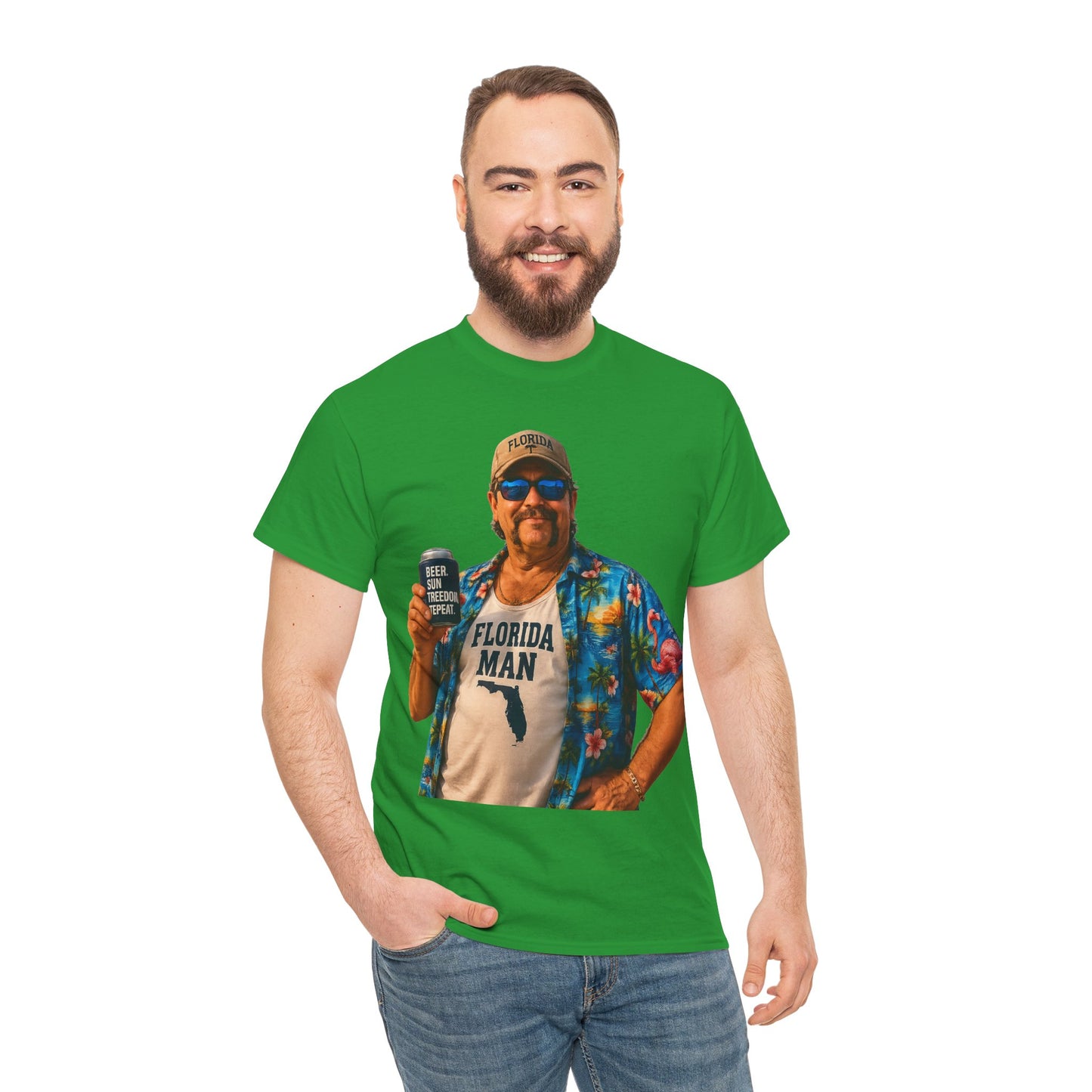 Florida Man Graphic Tee — Funny Vacation Shirt with Hawaiian Shirt Design