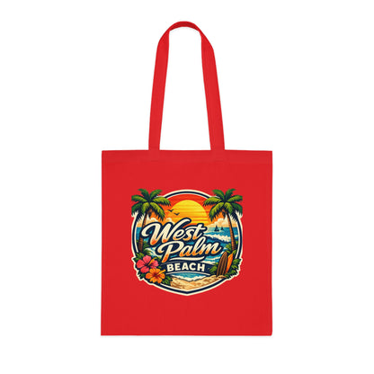 Rio de Janeiro / West Palm Beach Beach Tote — Retro Tropical Cotton Tote Bag