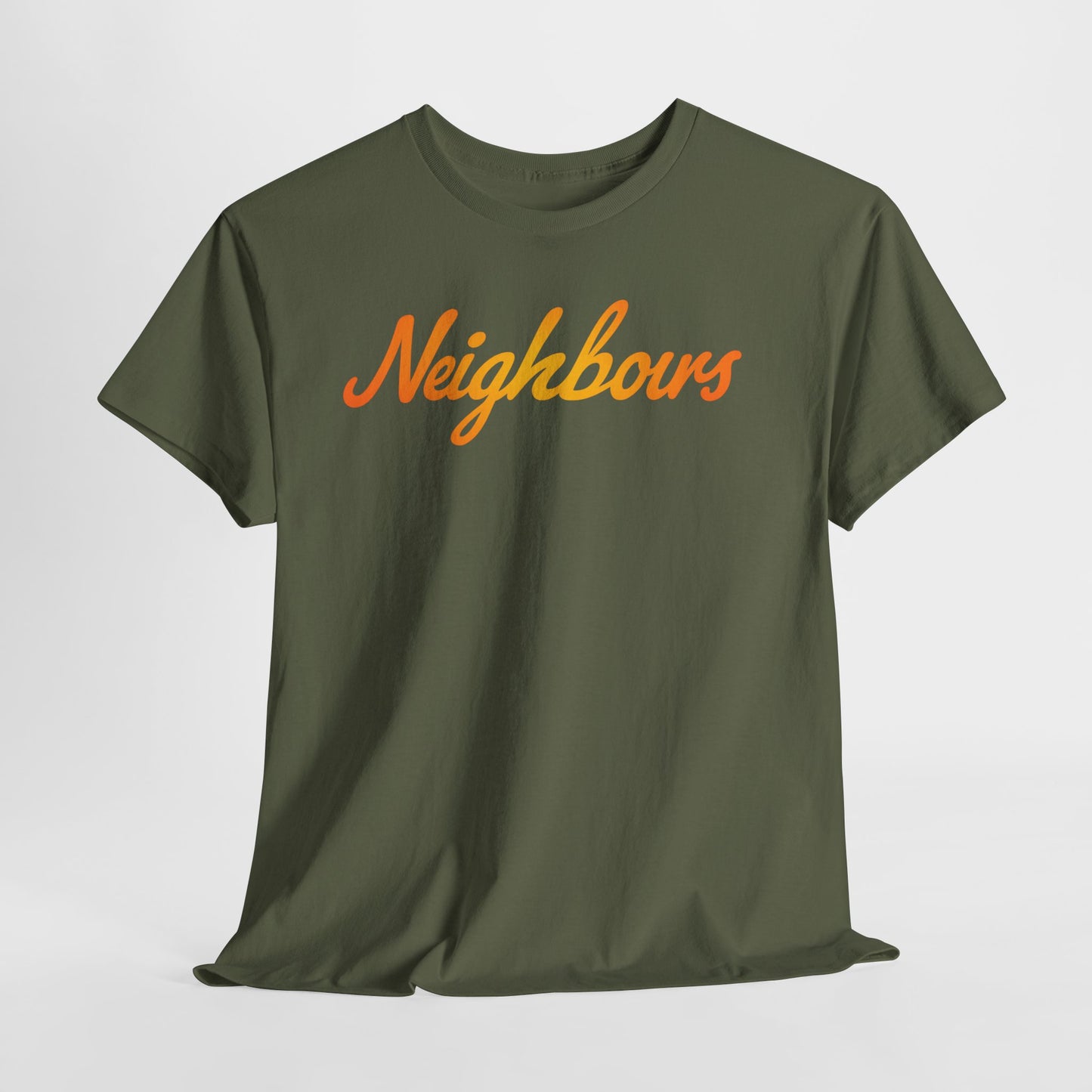 Neighbours Script T‑Shirt — Retro Orange Neighborhood Tee