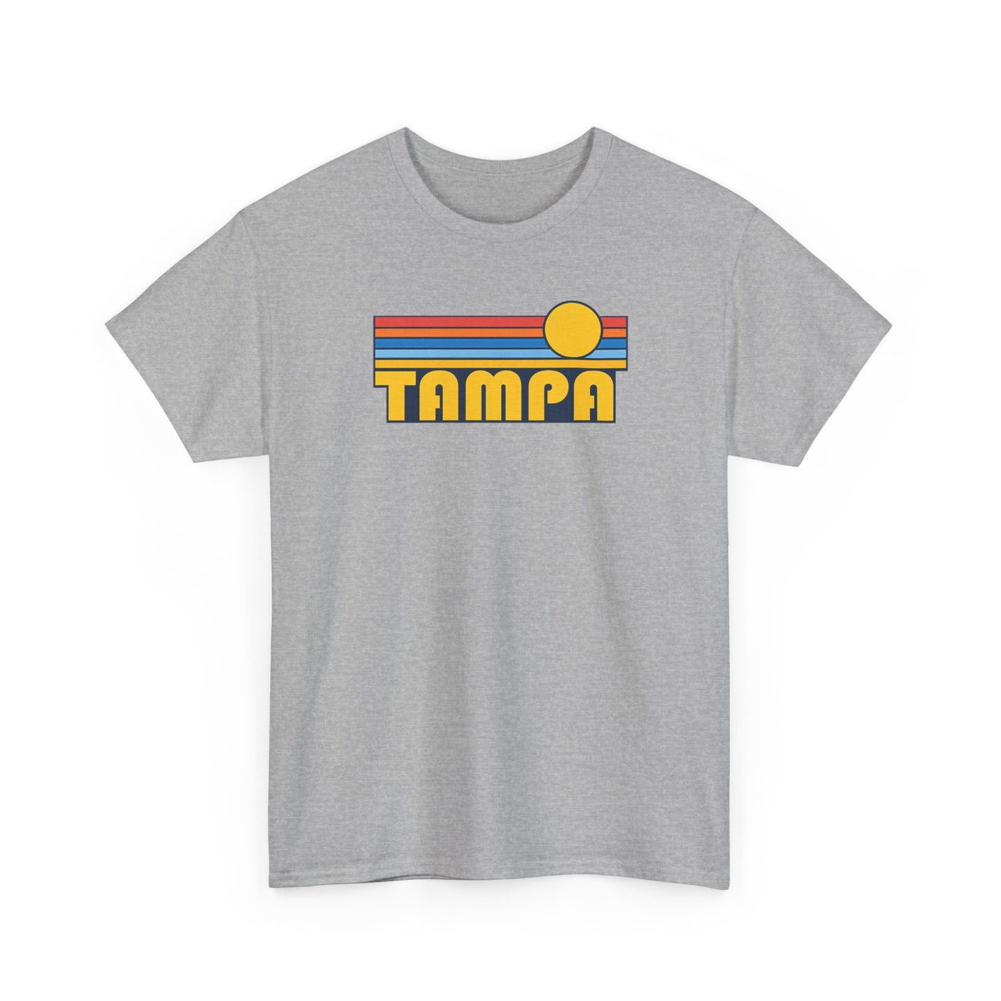 Tampa Retro Sunset T-Shirt — Vintage 70s Striped Beach Tee