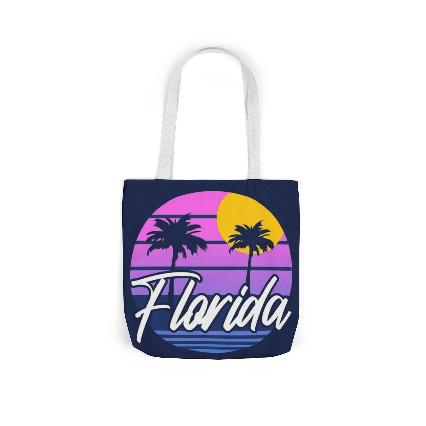 Florida Sunset Palm Tote Bag — Retro Beach Canvas Tote
