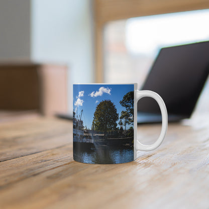 Magic Kingdom Steamboat River Scene Ceramic Mug — Scenic Paddlewheel Boat Coffee Cup (11oz/15oz)