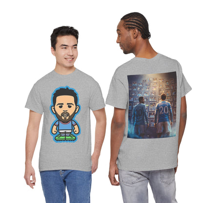 Bernardo Silva Manchester City Legend Graphic Tee — Player Cartoon Front & Tribute Poster Back