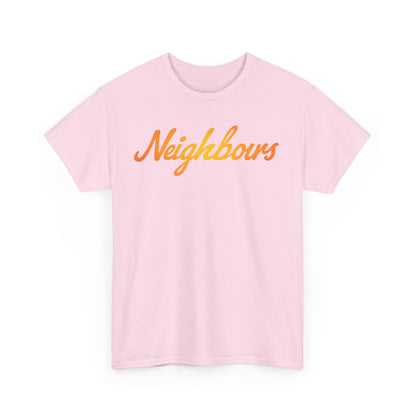 Neighbours Script T‑Shirt — Retro Orange Neighborhood Tee