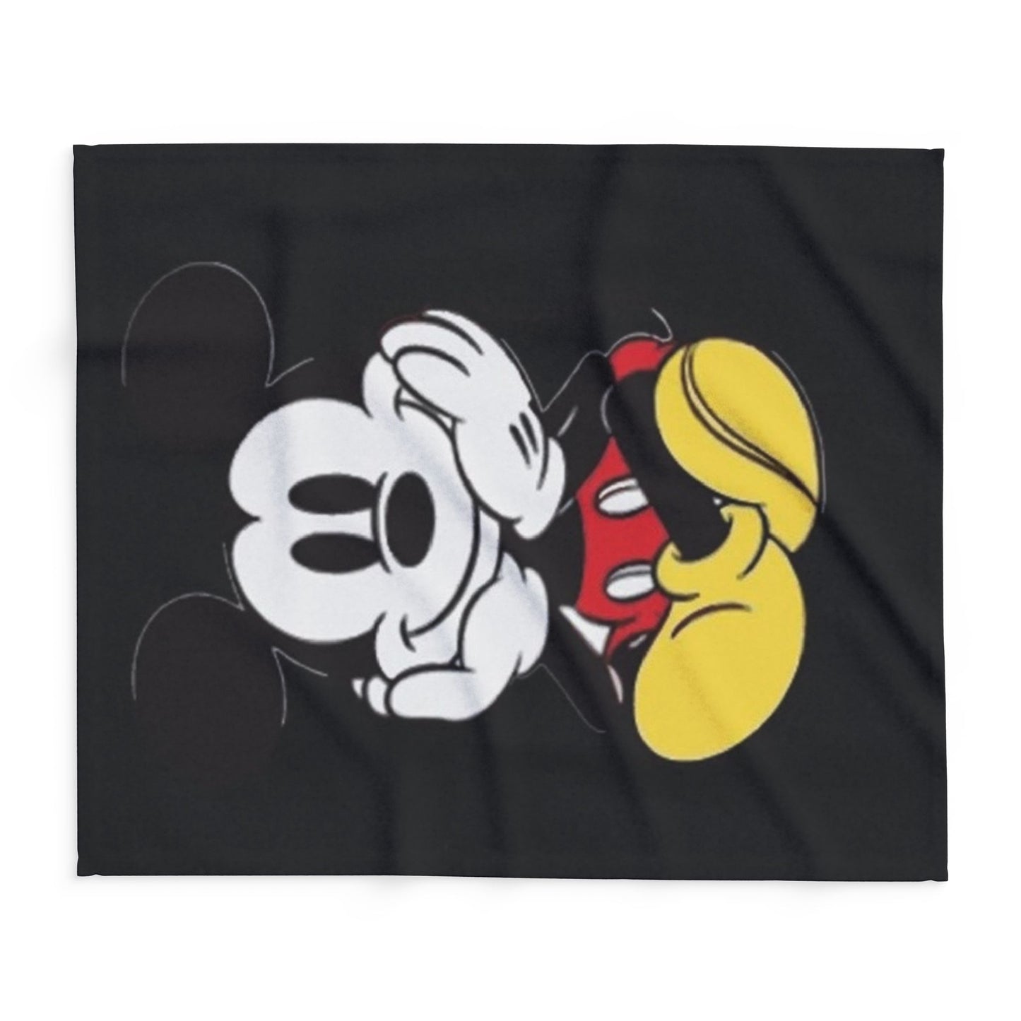 Mickey Mouse Inspired Black Plush Throw Blanket — Cute Vintage Cartoon Fleece