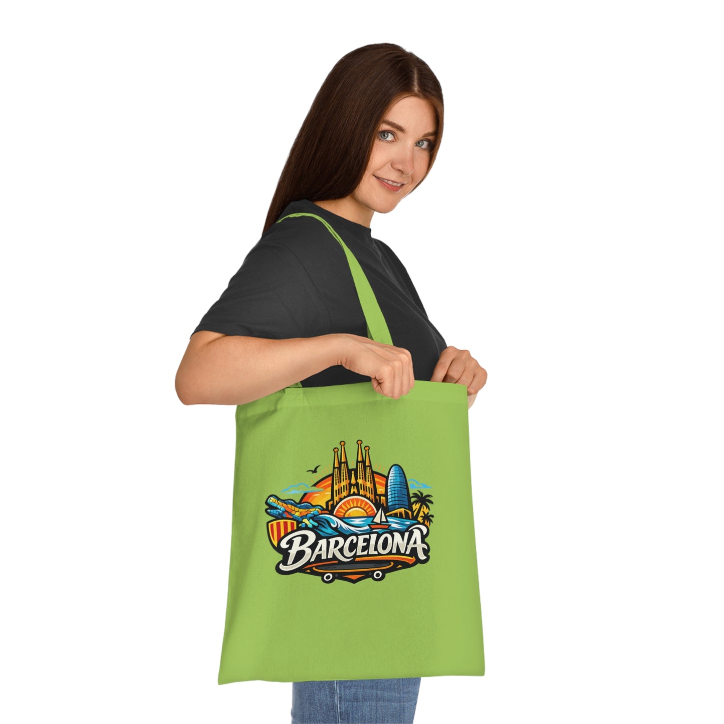 Barcelona Skyline Cotton Tote — Souvenir Travel Beach Bag