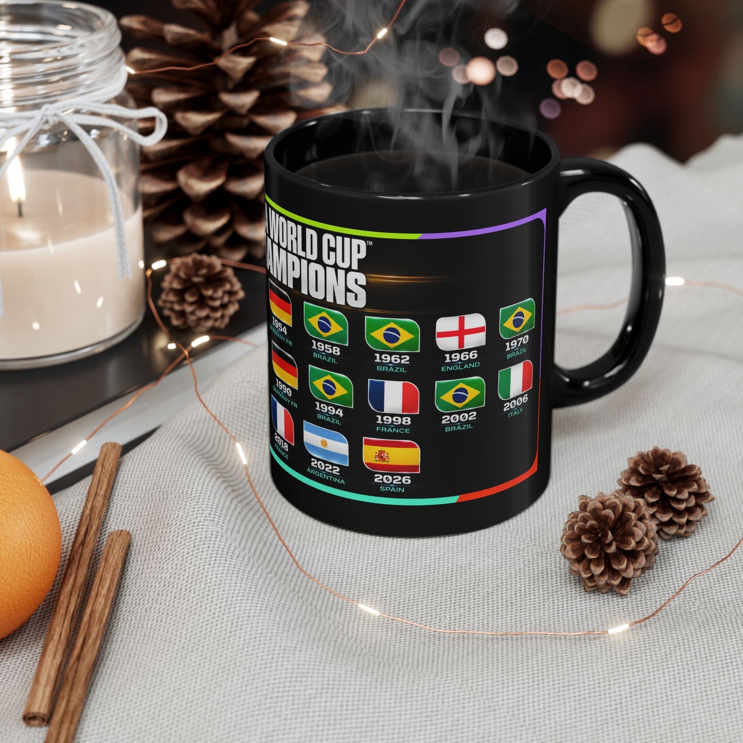 FIFA World Cup Champions Black Mug – All Winning Nations Timeline (11oz/15oz)