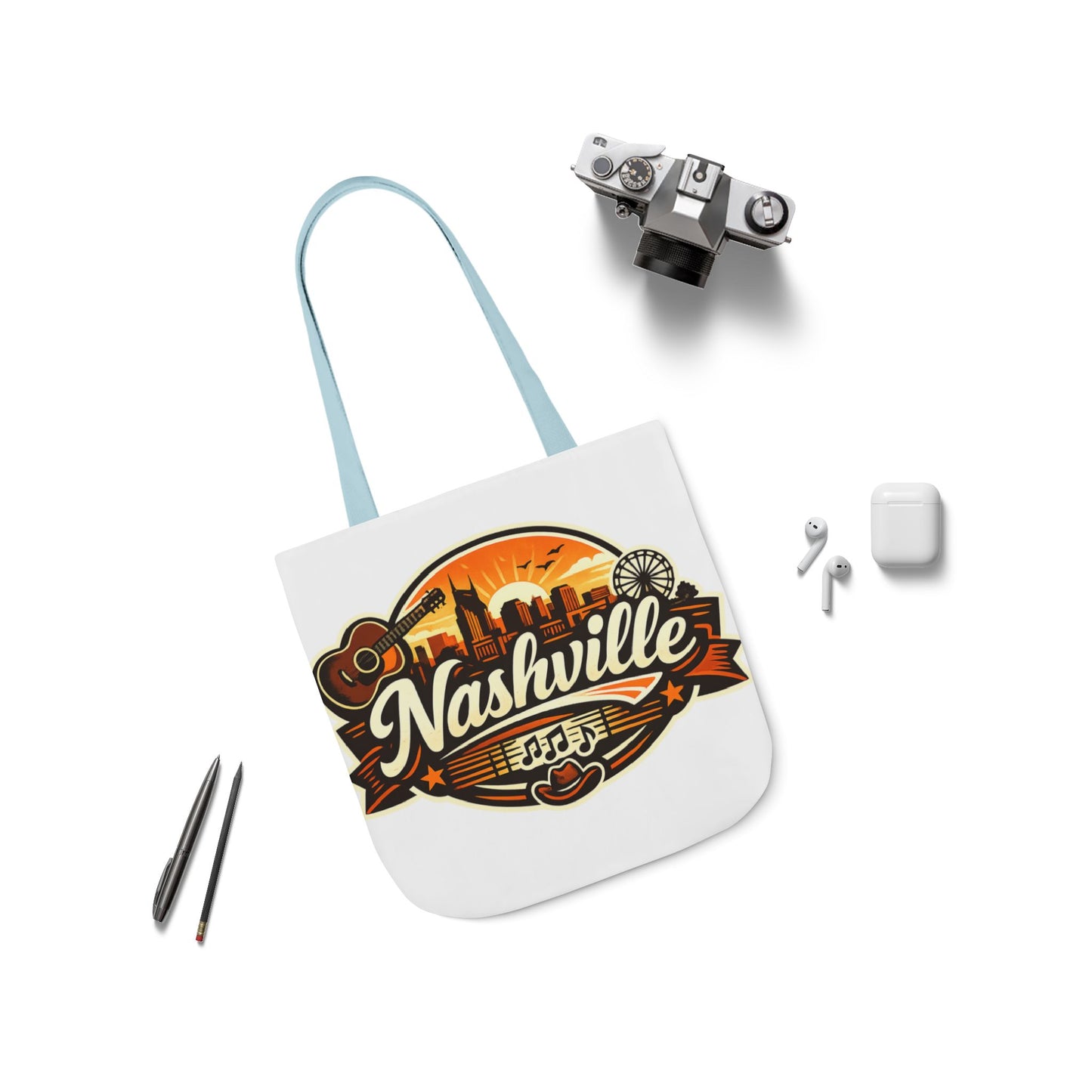 Nashville Sunset Tote Bag — Country Music Skyline Canvas Tote