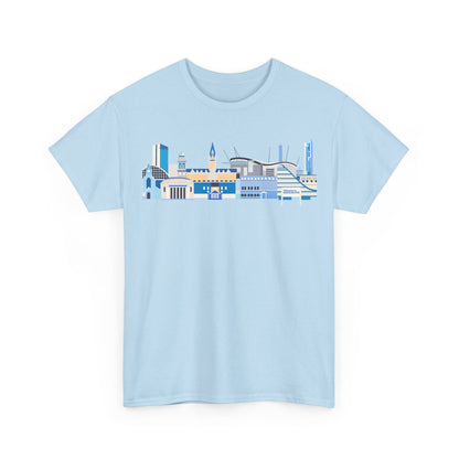 Manchester City Skyline Tee — Minimal Blue Urban Landscape T‑Shirt