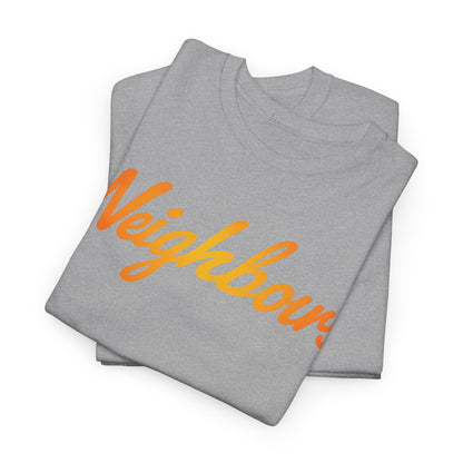 Neighbours Script T‑Shirt — Retro Orange Neighborhood Tee