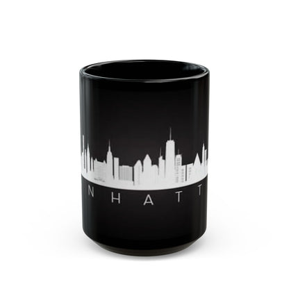 Manhattan Skyline Black Mug — Cityscape Coffee Cup (11oz & 15oz)