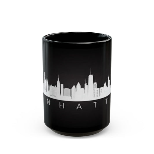 Manhattan Skyline Black Mug — Cityscape Coffee Cup (11oz & 15oz)