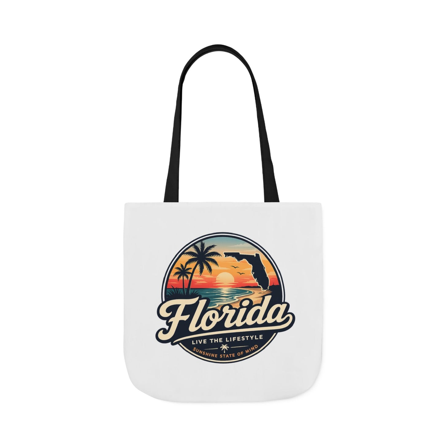 Florida Sunset Canvas Tote Bag — Retro Palm Beach Design