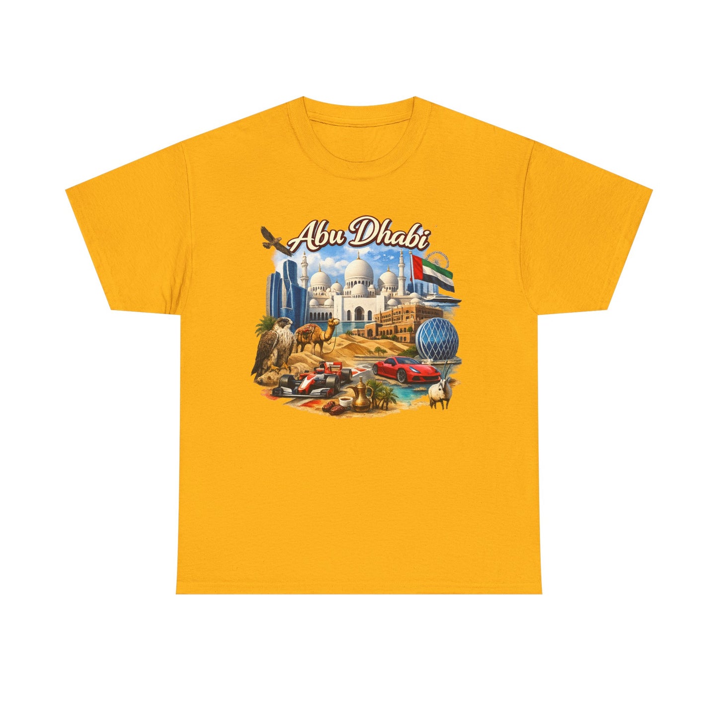 Abu Dhabi Landmark Collage T-Shirt — UAE Travel Souvenir Tee