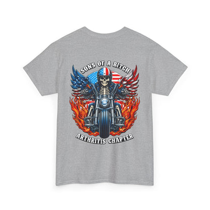 Motorcycle Skull Tee — "Sons of a B***h" Patriotic Biker Shirt