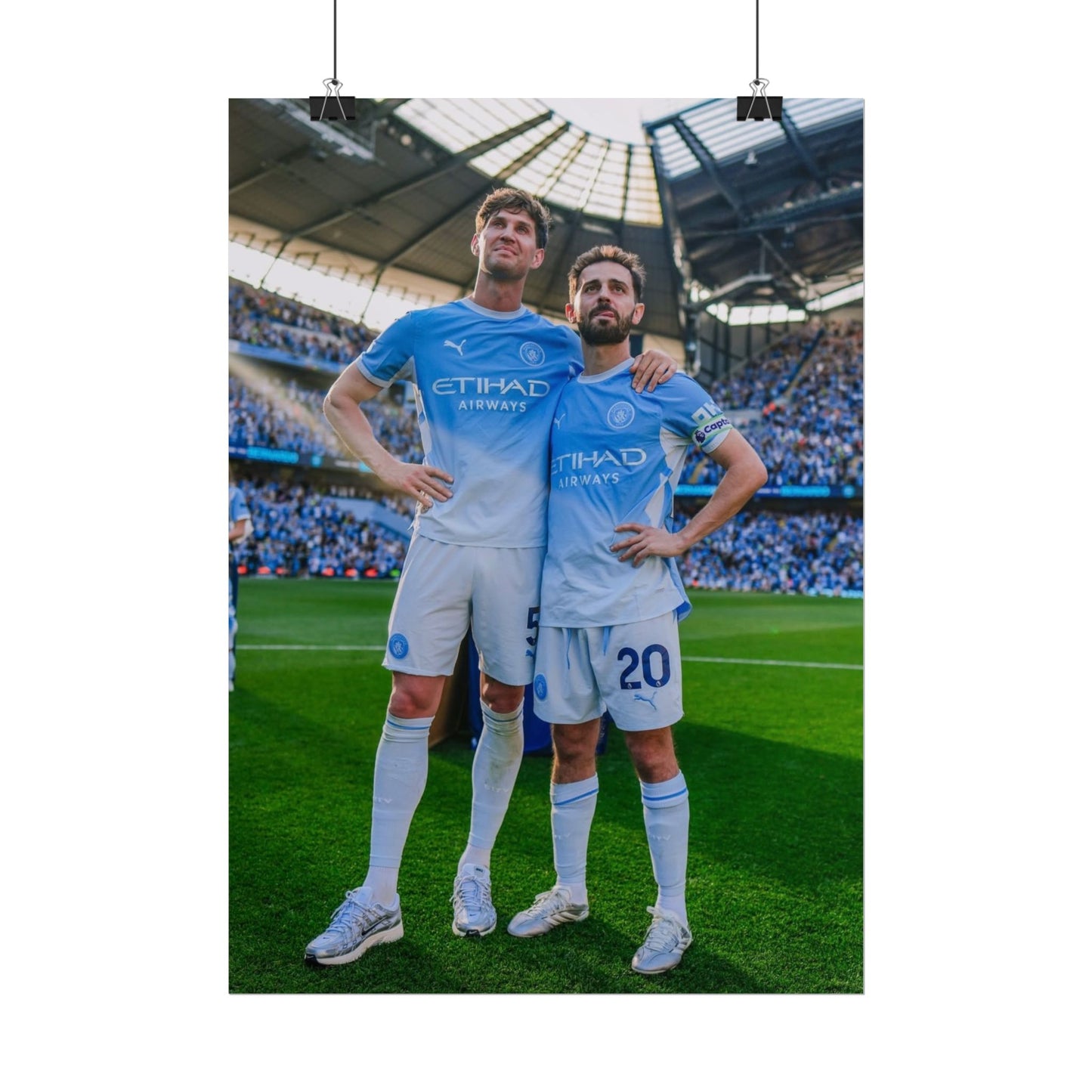 John Stone & Bernardo Silva Soccer Stadium Player Poster — Team Celebration Rolled Poster