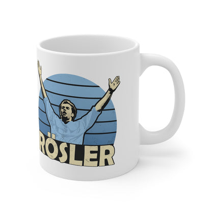 UWE Rösler Manchester City Retro Football Mug — Vintage Goal Celebration Ceramic Coffee Cup (11oz & 15oz)