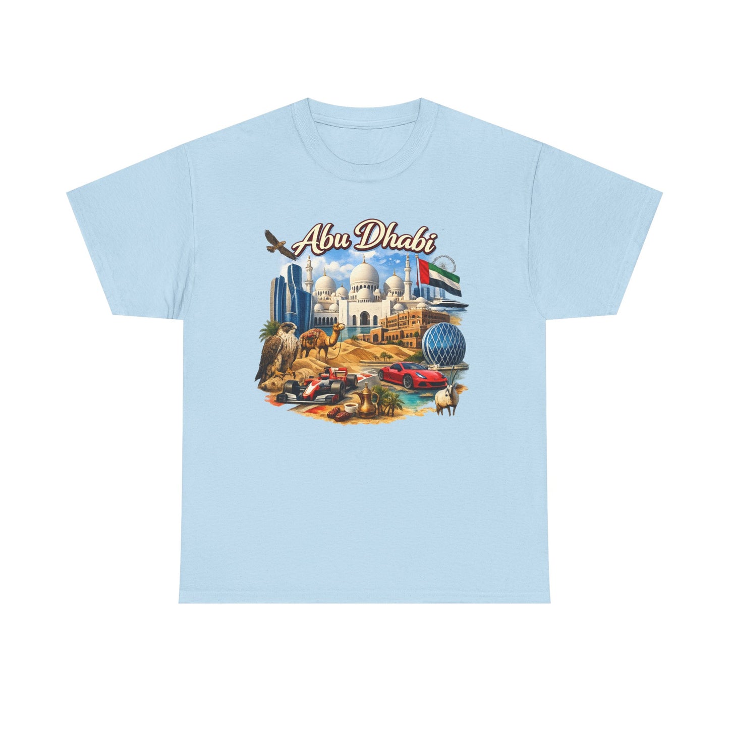 Abu Dhabi Landmark Collage T-Shirt — UAE Travel Souvenir Tee