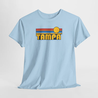Tampa Retro Sunset T-Shirt — Vintage 70s Striped Beach Tee