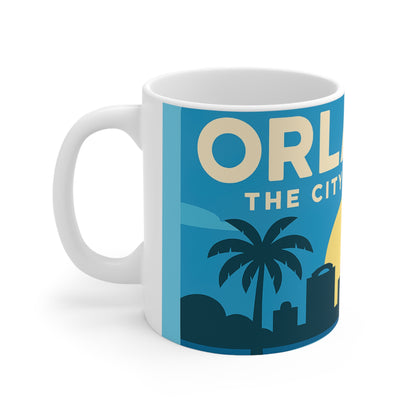 Orlando Skyline Coffee Mug — "Orlando The City Beautiful" Retro Travel Ceramic Cup