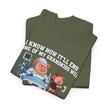 Funny Grandpa T-Shirt - "Unplug My Life Support to Charge Their Phone" Grandpa Humor Tee