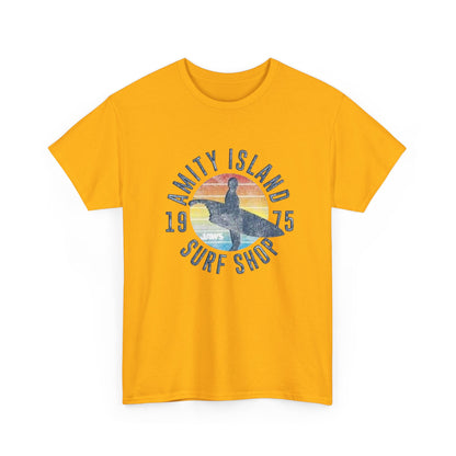 Amity Island Surf Shop Tee — Vintage Surfer Graphic T-Shirt (1975)