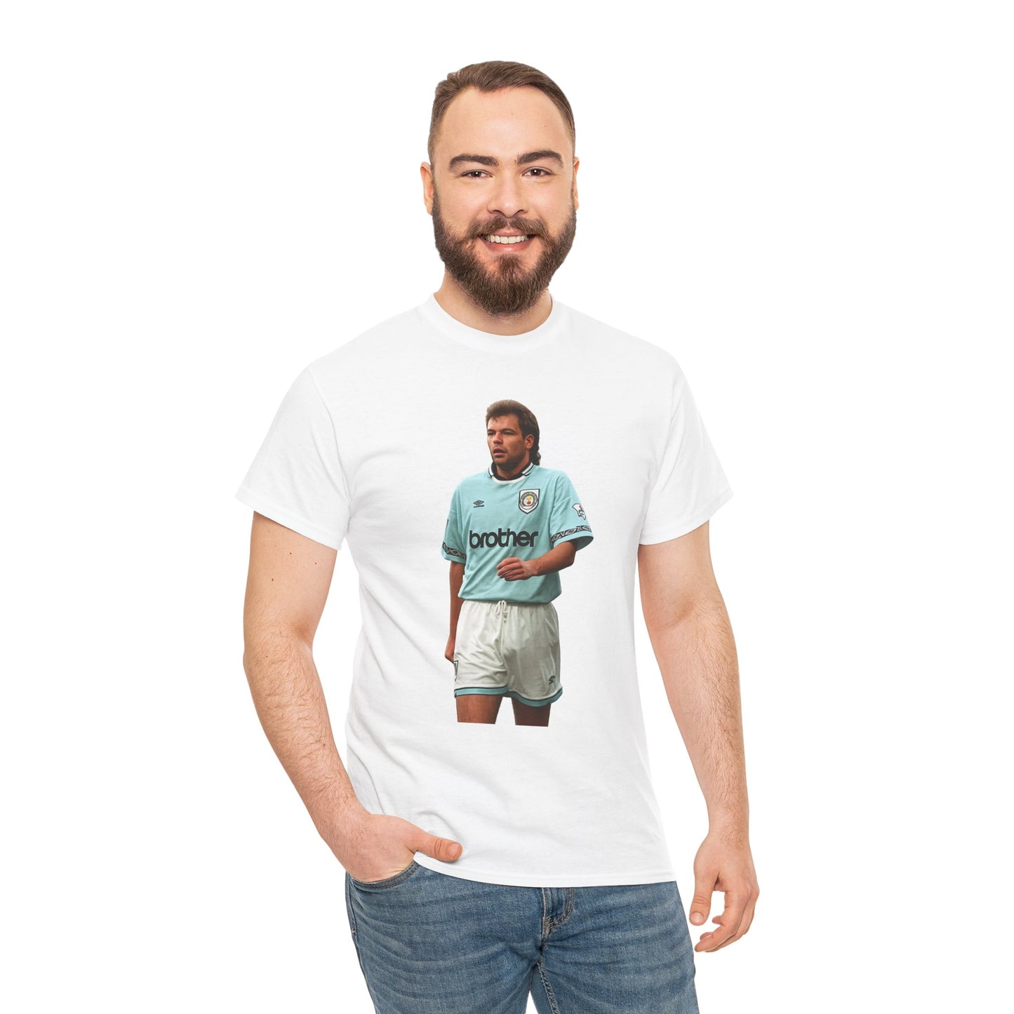 Uwe Rosler Manchester City Legend Graphic Tee - Retro Football Kit Print