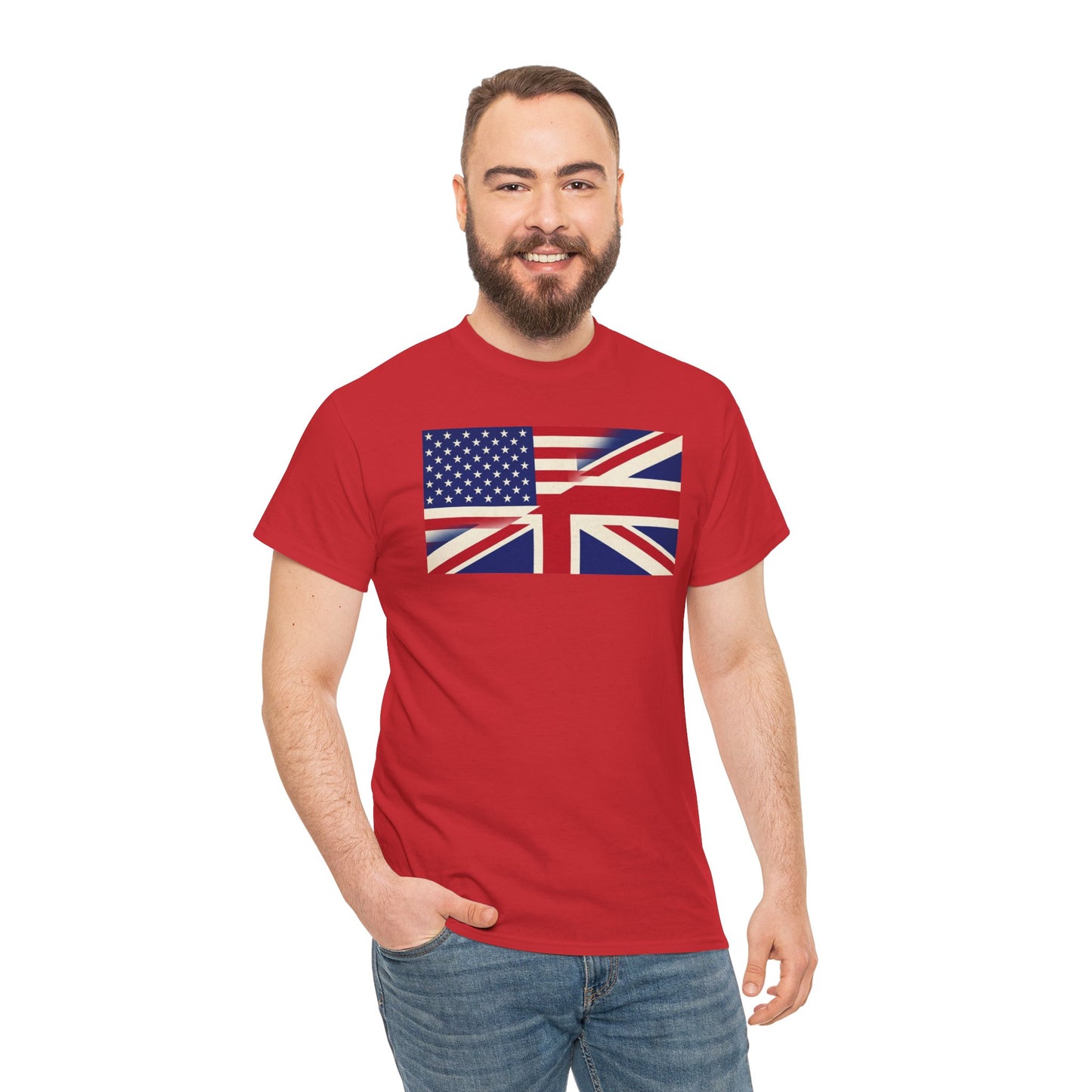 USA-UK Flag Graphic Tee — American British Union Jack Mashup T-Shirt